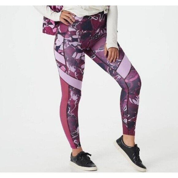 New Balance x Isaac Mizrahi Live! Printed Leggings PINK RUBY Size Small - Picture 1 of 2